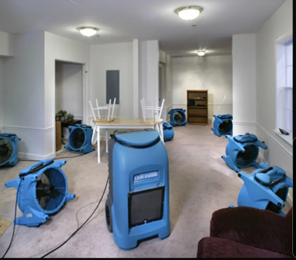 Air movers and dehumidifier setup for Water Extraction & Removal in Billerica